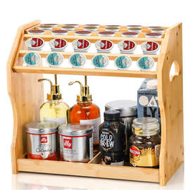 跨境竹制咖啡胶囊架咖啡吧台豆荚收纳盒厨房木制咖啡胶囊整理支架