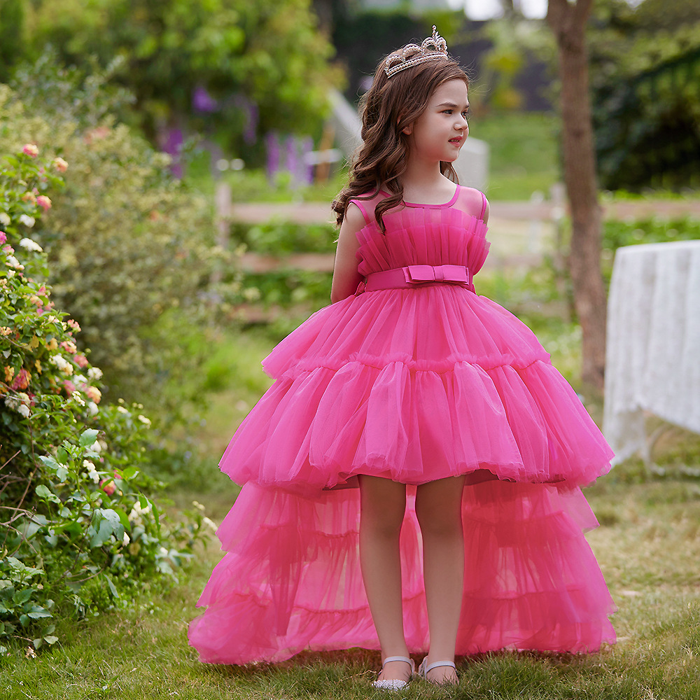 Amazon Newborn Flower Princess Dress Removable Train Evening Gown Girls' Wedding Dress Children's Costume for May Day Children's Performance