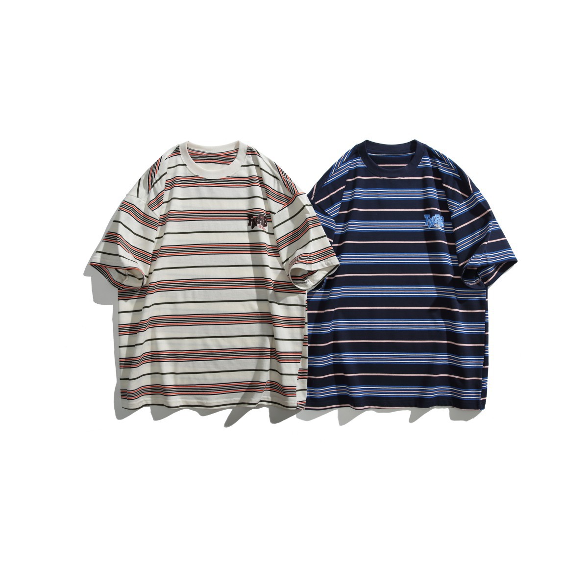 RUIIENRS x ORDERLINESS 2025 夏季新款条纹百搭印花短袖T1056