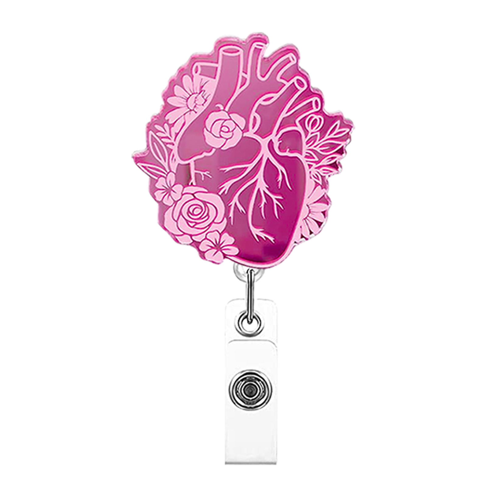 2023 nuevo clip de insignia retráctil acrílico de color degradado de pvc hebilla fácil de tirar