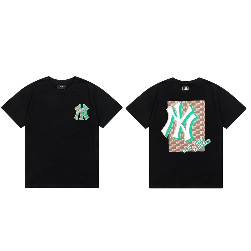 クロスボーダーMLB新ロゴ刺繍ファッション半袖フルプリントルーズTシャツ男性と女性用、ドロップシッピング|undefined