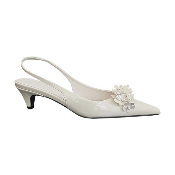 Spring green flowers! Pointed Flower Shallow Mouth Sandals Women's Spring and Summer Post Air Documentary Shoes