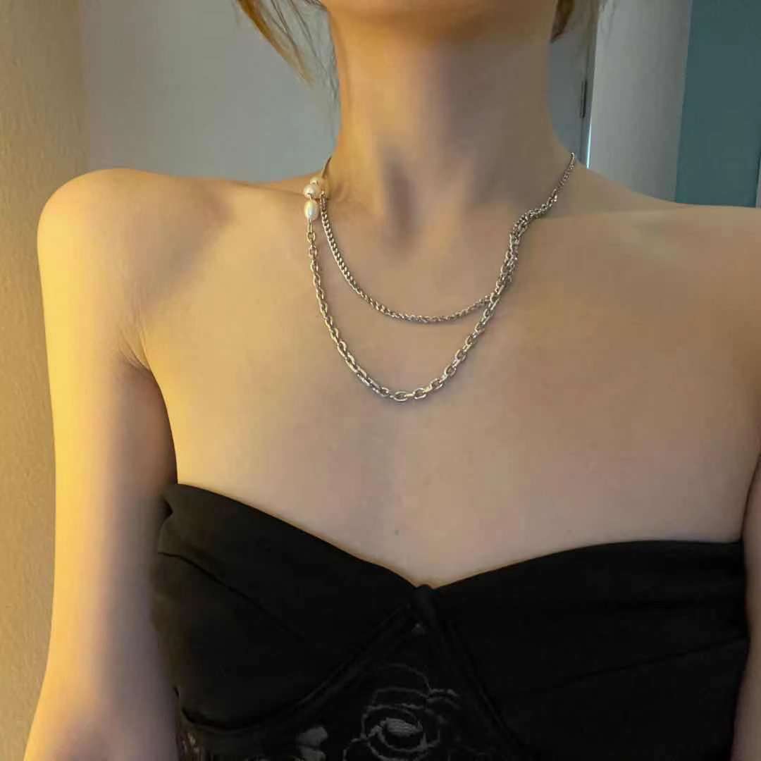 Collier En Alliage À Double Couche De Perles Géométriques À La Mode En Gros display picture 4