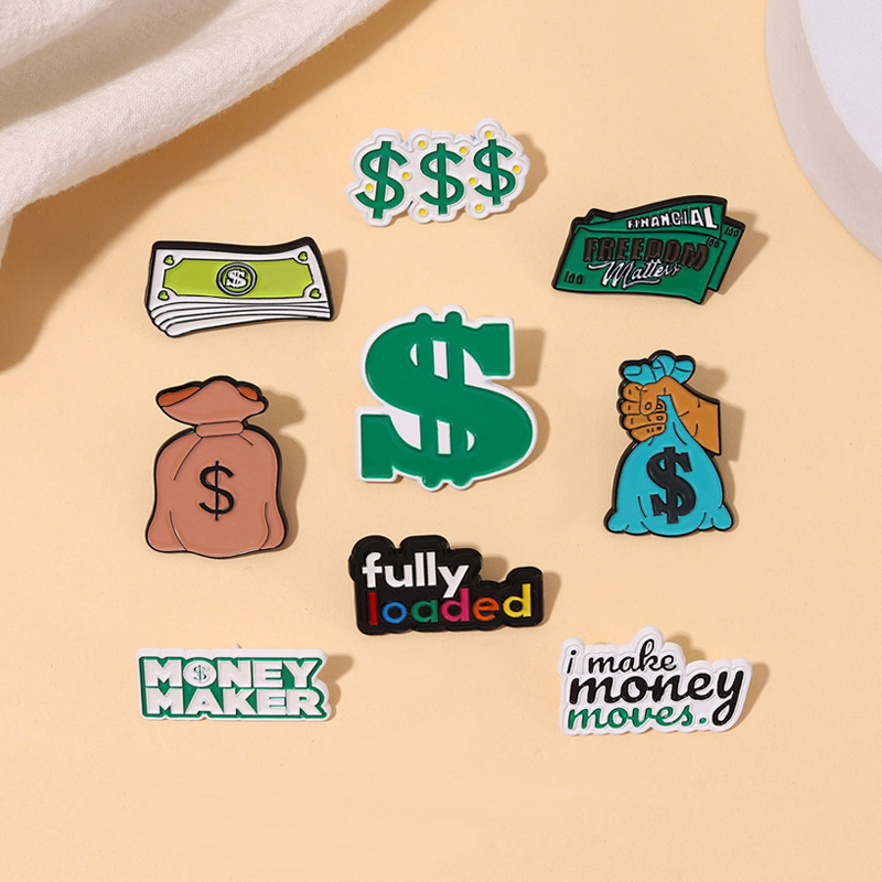 Fashion Pin Letter Dollar Alloy Plating Unisex Brooches display picture 1