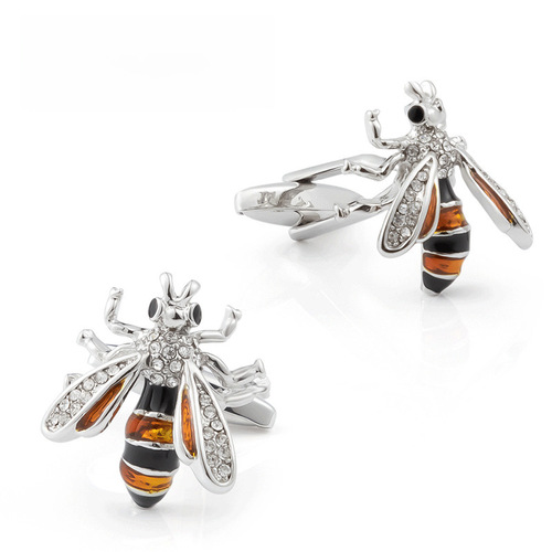 New high-end diamond-studded bee-shaped metal cufflinks, imported men's French cufflinks