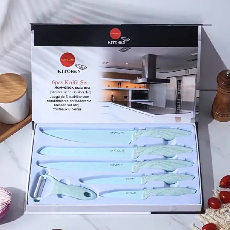 Punto transfronterizo juego de cuchillos de venta caliente cuchillo de chef doméstico de acero inoxidable conjunto de regalo de cocina juego de seis piezas