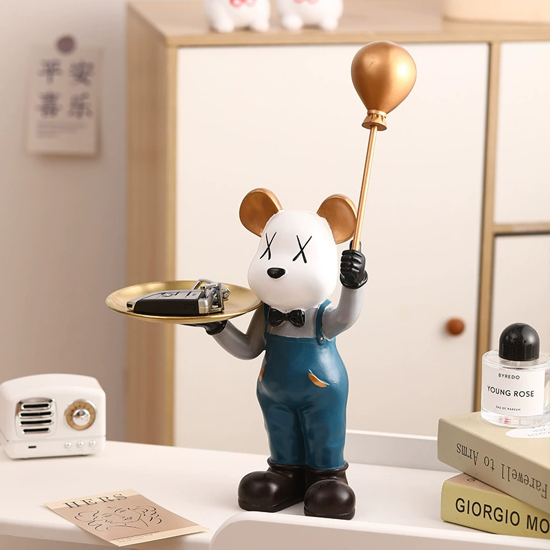 Легкий Роскошный Жестокий Медведь Входной Поднос Смола Хранение Украшения Комната Рабочий Стол Гостиная Креативные Украшения Церемония Отопления