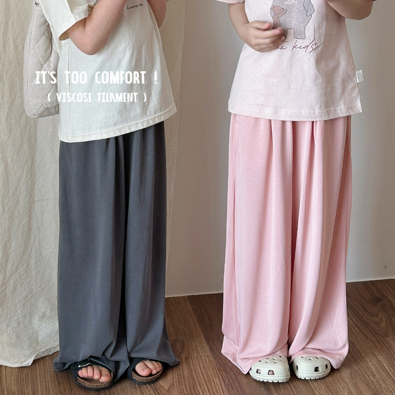Children's pants 25 spring and summer new style boys and girls fashionable ice silk drooping casual pants for outdoor design mosquito-repellent pants