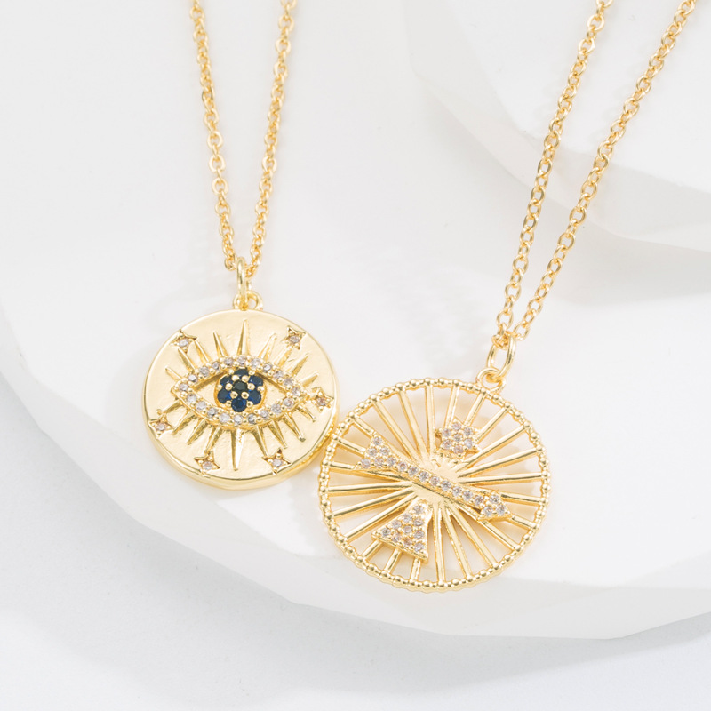 Fashion Devilu0027S Eye Copper Pendant Necklace Inlay Zircon Copper Necklaces