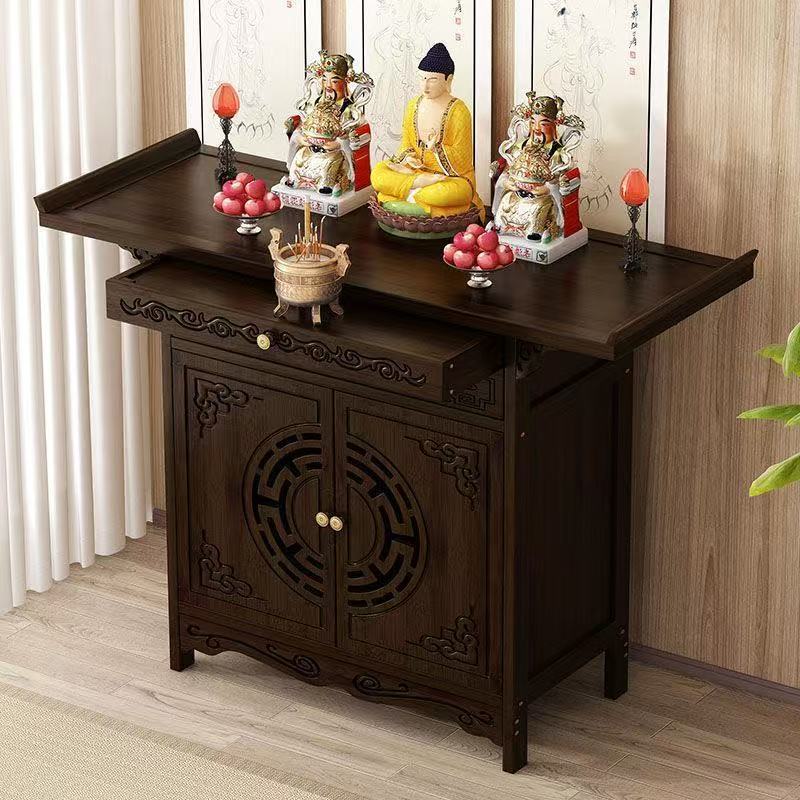 New Chinese-Style Standing Cabinet for Buddhist Altar, God of Wealth Offering Table, Home Incense Table, Buddha Statue, Guanyin Bodhisattva Worship Cabinet