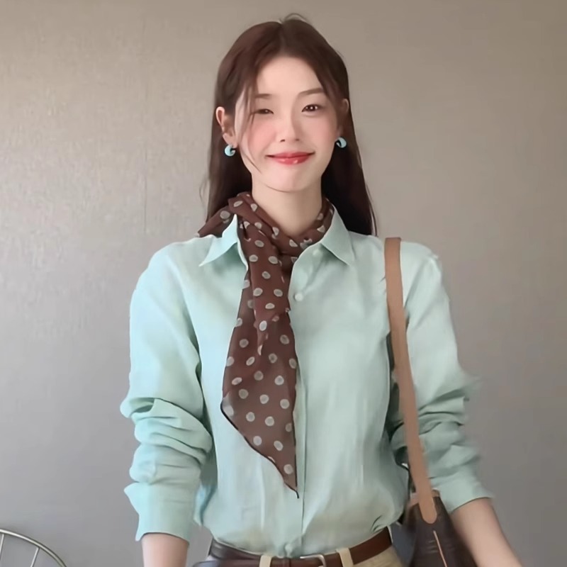 フレンチブラウン水玉シルクスカーフネックレス女性のための 2025 新しいファッション雰囲気ヘアバンドネックアクセサリー|undefined