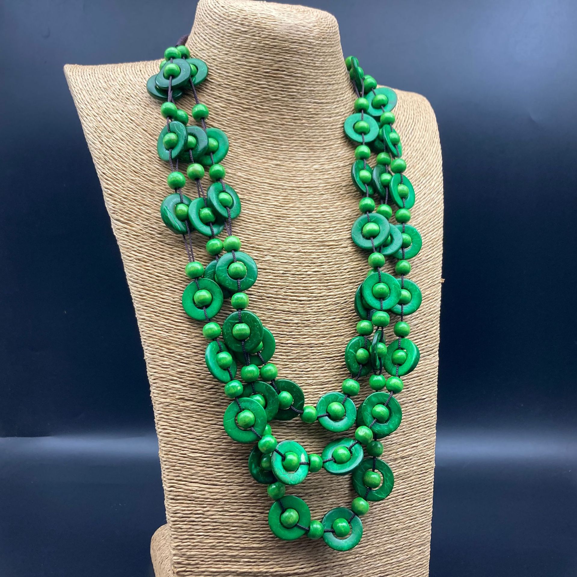 Collar de cuentas de tres capas de madera de Amazon transfronterizo collar de cadena de suéter de collar de comercio exterior bohemio