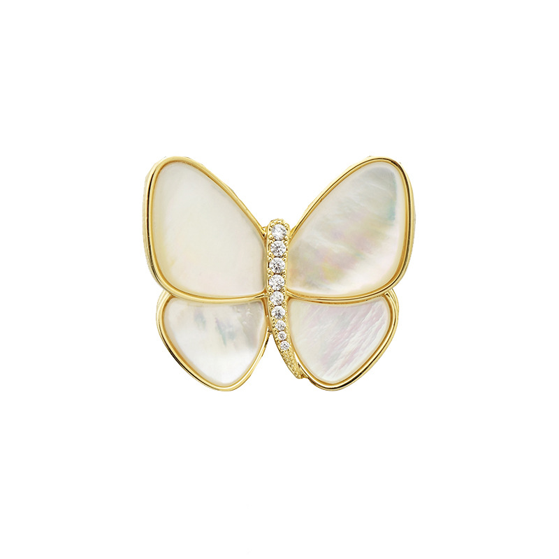 Elegante vlinder broche van parelmoer voor dames reversspeld_voghion.com
