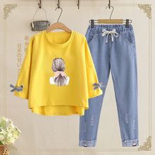 夏季新款学生学院风上衣初高中生女装印花短袖恤两件套装