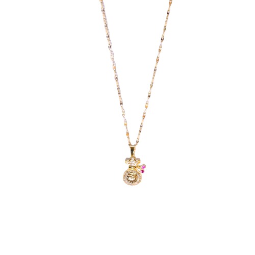 New hollow money bag titanium steel necklace with diamond setting, fashionable necklace for women, lucky bag lockchain.