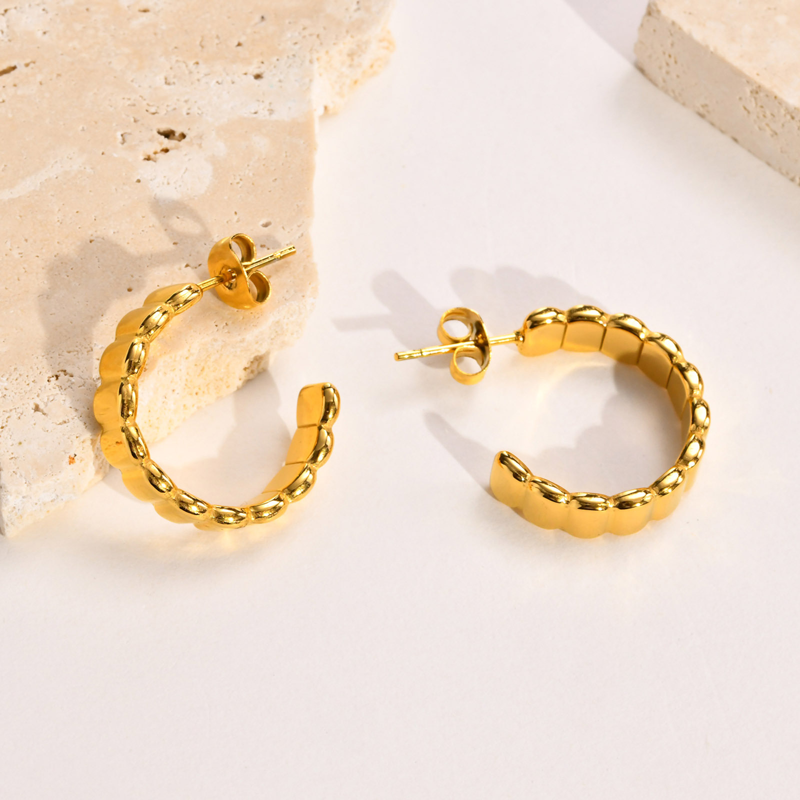 201 Stainless Steel Material C Shape Pattern Women'S Gender Fashion C Shape Plating 201 Stainless Steel Stainless Steel Earrings