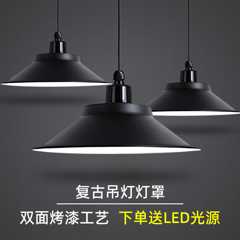 Led Industrial Lampshade Industrial Style Office Factory Workshop Warehouse Dance Room Restaurant Black Pendant Light Factory Light
