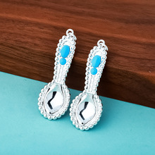 s925纯银精工吉普赛仿绿松石勺子吊坠串珠项链小众独特设计锁骨链