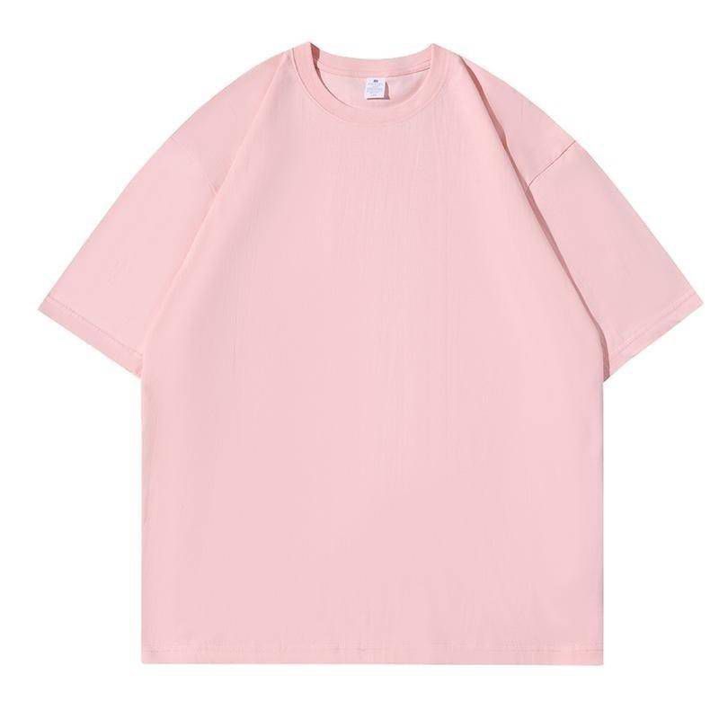 国境を越えた純綿カジュアルシャツ半袖純色丸首tシャツ新夏百合上着通勤カップル服|undefined