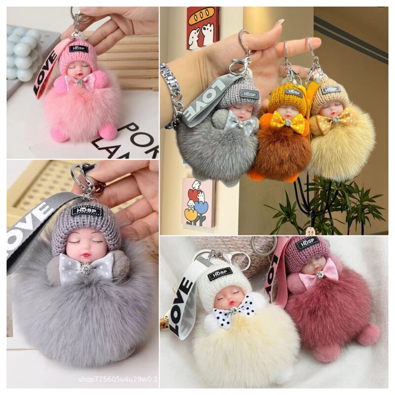 Cross-Border Popular High-Quality Sleeping Doll Keychain Couple Bag Pendant Plush Birthday Gift Ornament Wholesale