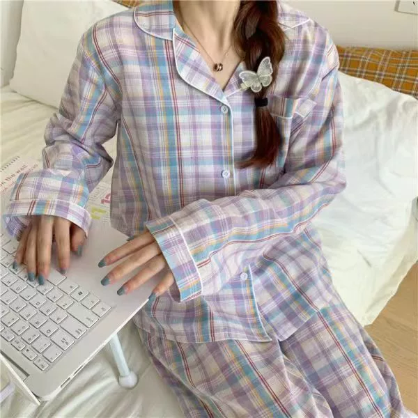 Long‑sleeve pajama cardigan, women’s cartoon print loungewear, relaxed fit, sizes M–XXL