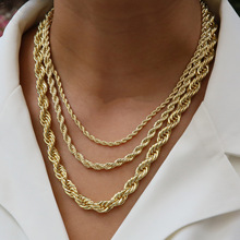 欧美亚马逊热销18k黄铜镀金麻花链2/3/4/5/6/8MM女士时尚锁骨项链