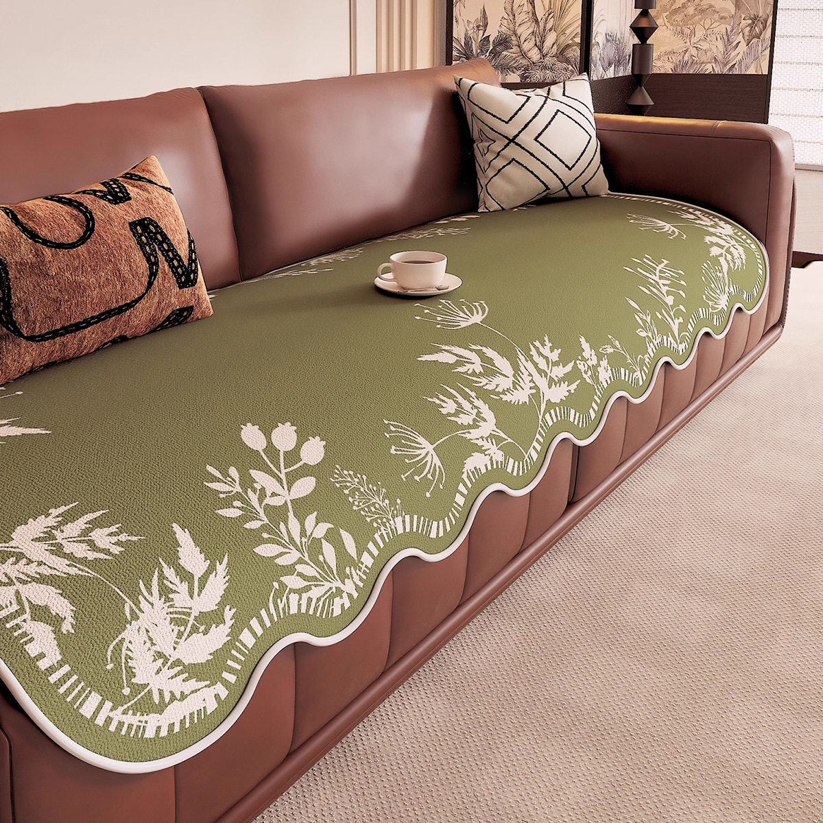 Cojín de sofá de forma especial universal Four Seasons, nuevo estilo de lujo ligero, sofá antideslizante fijo, cubierta de tela, cubierta con todo incluido