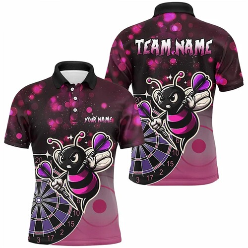 Funny Animal 3D Dart Polo Shirt for Men Fashion Bee Pattern Short Sleeve Top Casual Loose