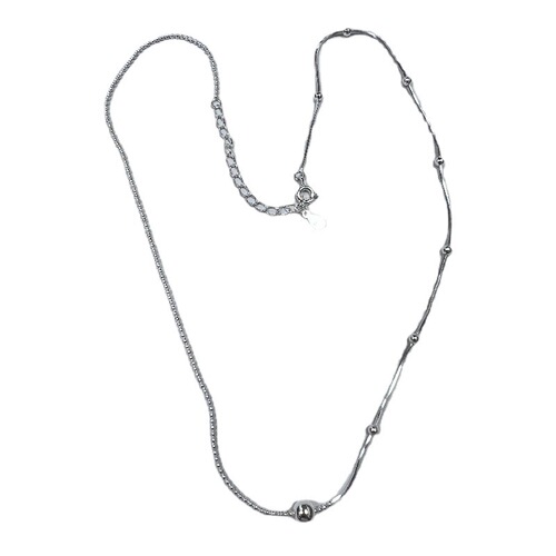 All-over 925 sterling silver simple asymmetric round bead snake bone splicing necklace for women with niche design and minimalist temperament