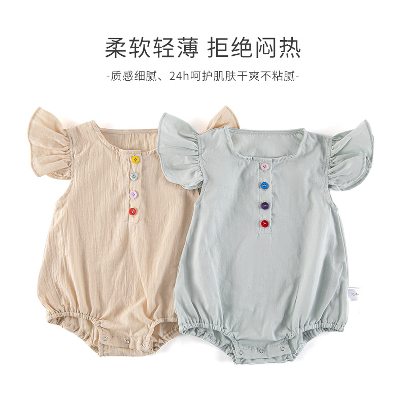 2023 nuevo mameluco del bebé pequeño volando manga vaina ins Estilo nórdico fino mameluco verano Internet celebridad al por mayor