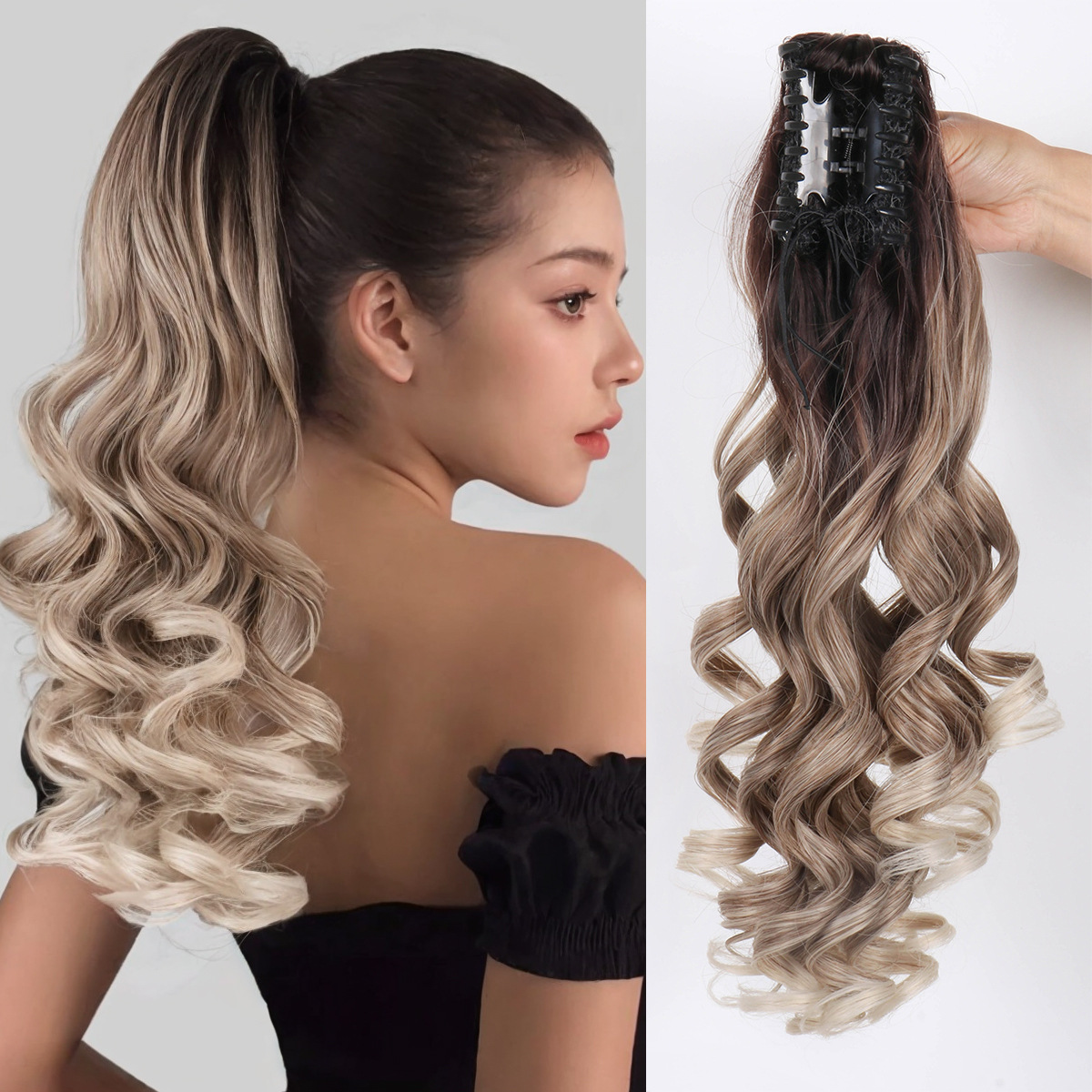 Multicolor opcional peluca cola de caballo gran clip de agarre largo cabello de caballo de la princesa europea y americana en stock de cola de caballo