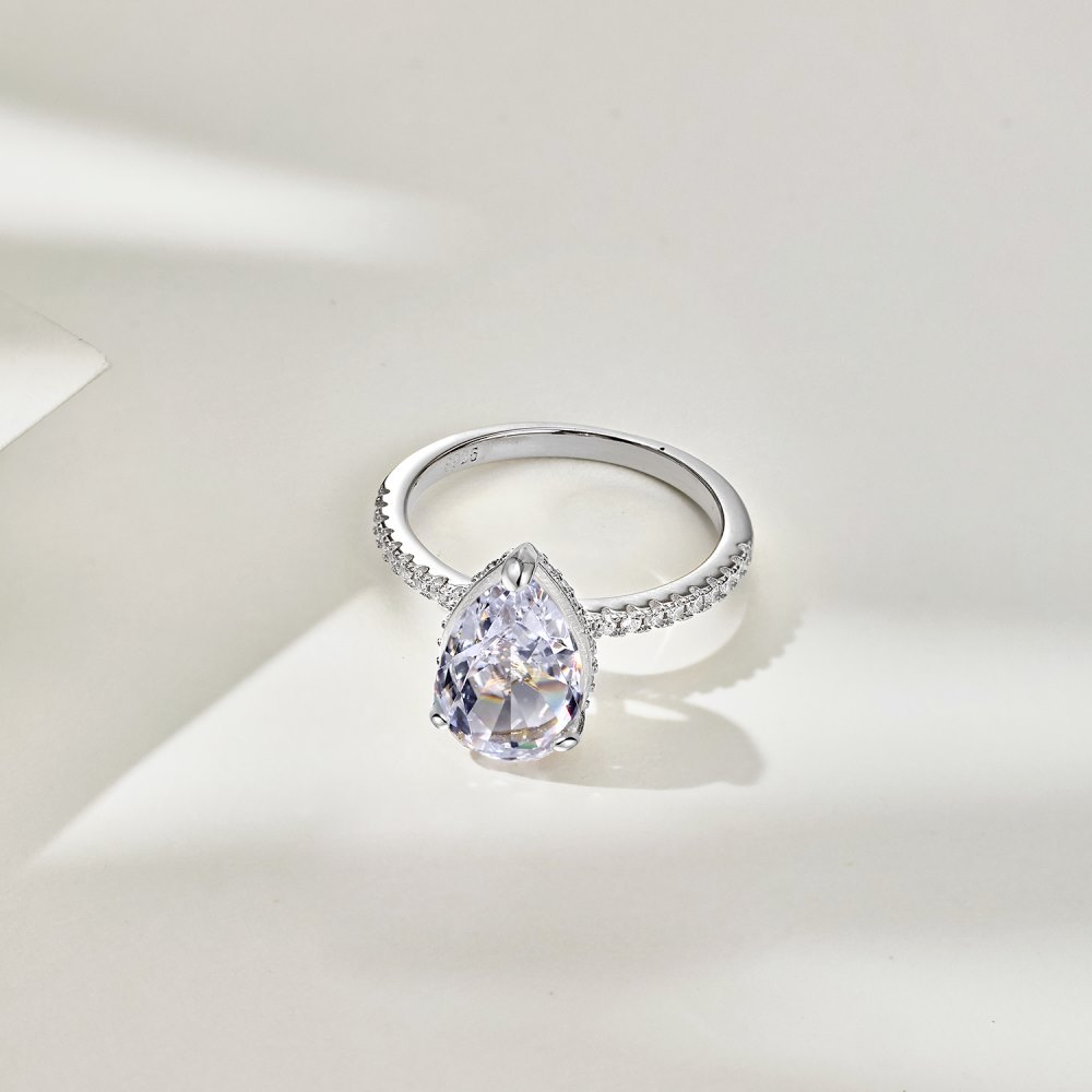 Holiday, Daily Occasion 925 Sterling Silver Zircon Water Droplets Rings