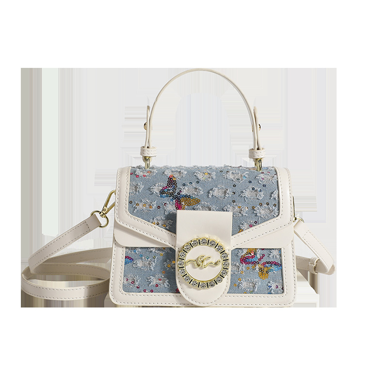 Women's Small Square Shoulder Crossbody Bag With Diamond Accents_voghion.com