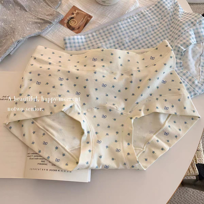 Pastoral Floral Pattern Fresh and Comfortable Plus-Size Hip-Hugging A-Class Baby Cotton Extended Crotch Pure Cotton Skin-Friendly Women's Underwear