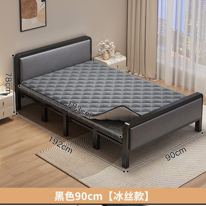 Cama individual plegable para adultos domésticos 1m2 cama simple para alquiler dormitorio reforzado cama de hierro de placa dura cama doble