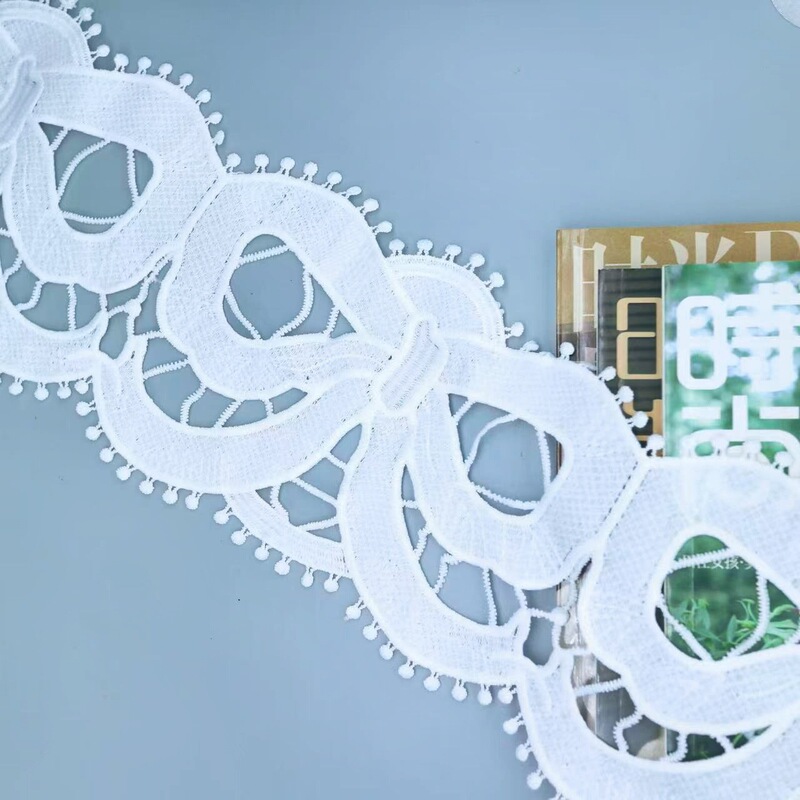 14cm Bow Wave Cut Out Embroider Milk Silk Water-Soluble Embroider Lace Curtain Skirt Accessories