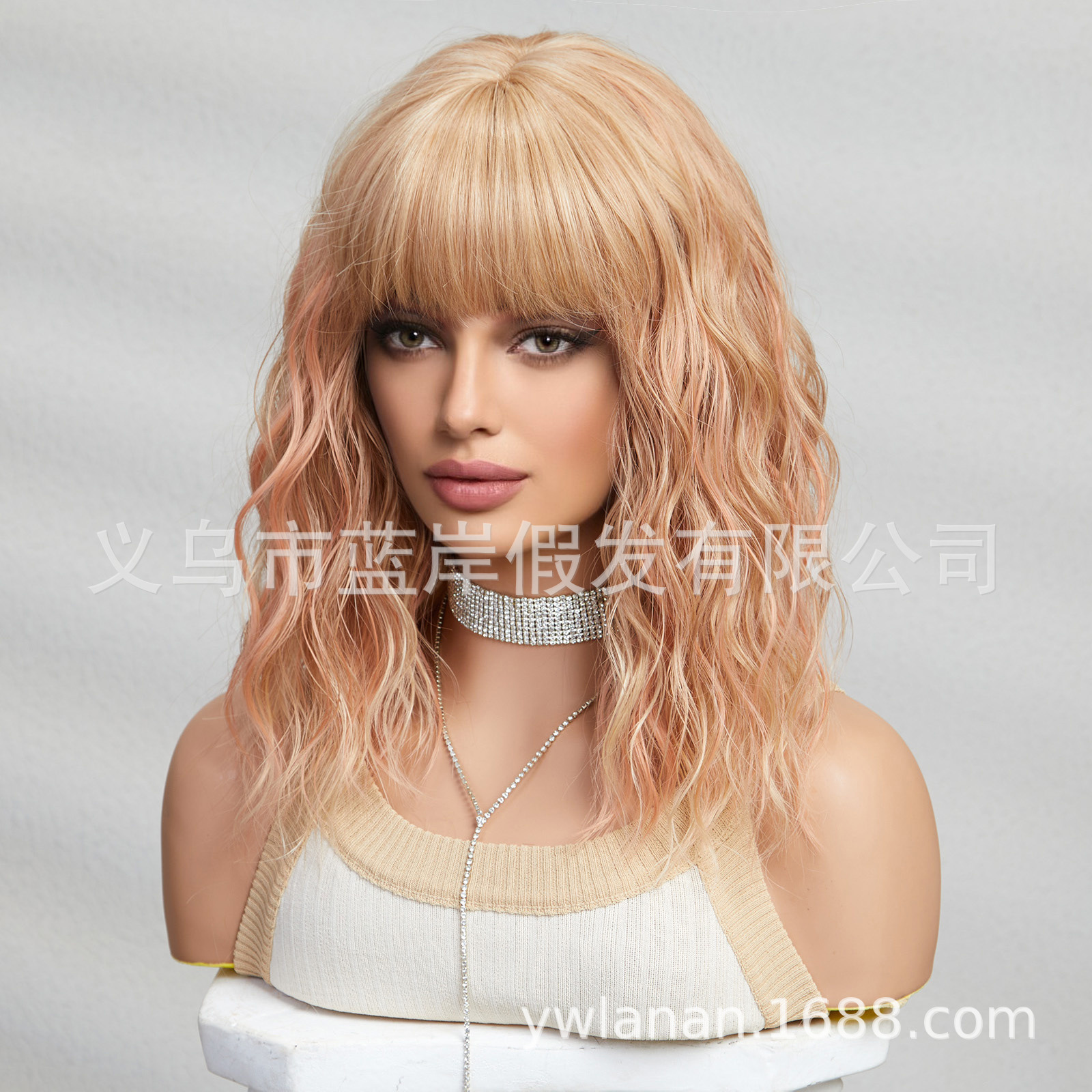 Shein transfronterizo europeo y americano Peluca de pelo corto de las mujeres de la cubierta de la cabeza completa de simulación de lana natural pequeña fábrica de pelo rizado corto rizado en stock