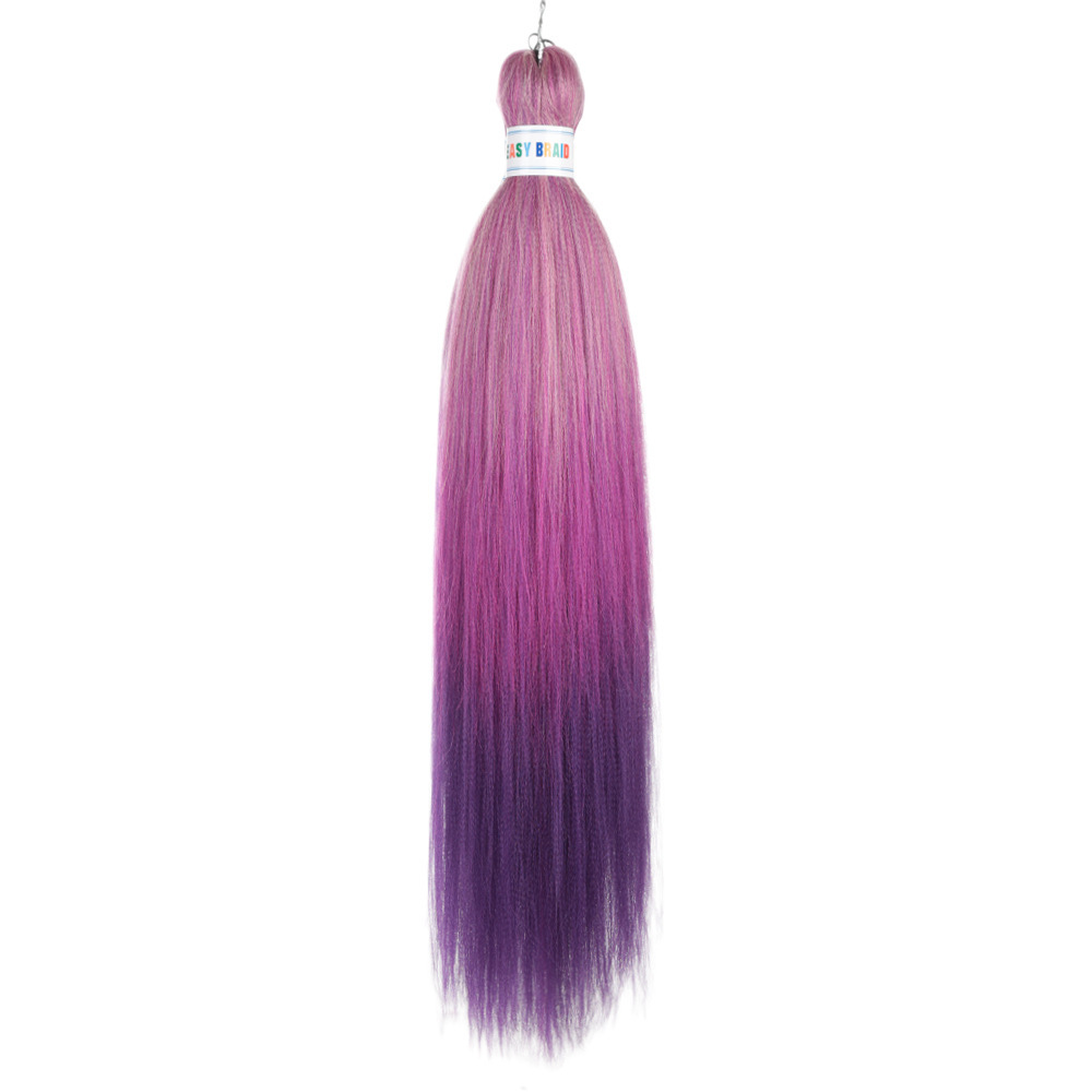 Trenzas fáciles de hacer de 26 pulgadas, cabello sintético colorido, trenzas grandes EZ, fibra sintética de baja temperatura, color degradado, cabello largo y liso.