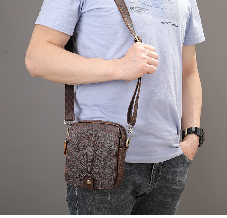 Herren Umhängetasche Aus Echtem Leder Im Kroko-retro-design_voghion.com
