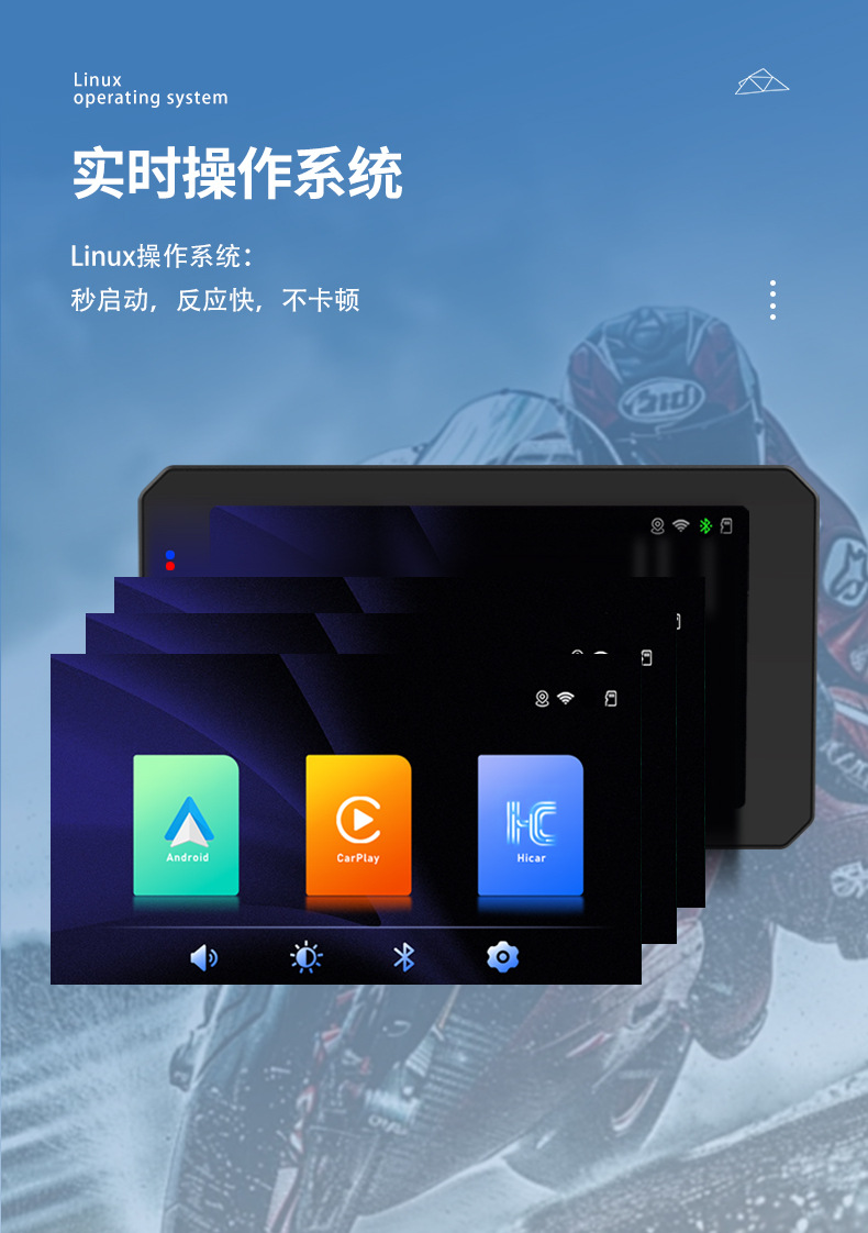 Cross-border bestseller 5inch Motorcycle Wireless Carplay Phone Screen Mirroring Ultra-thin Waterproof High-Brightness Screen