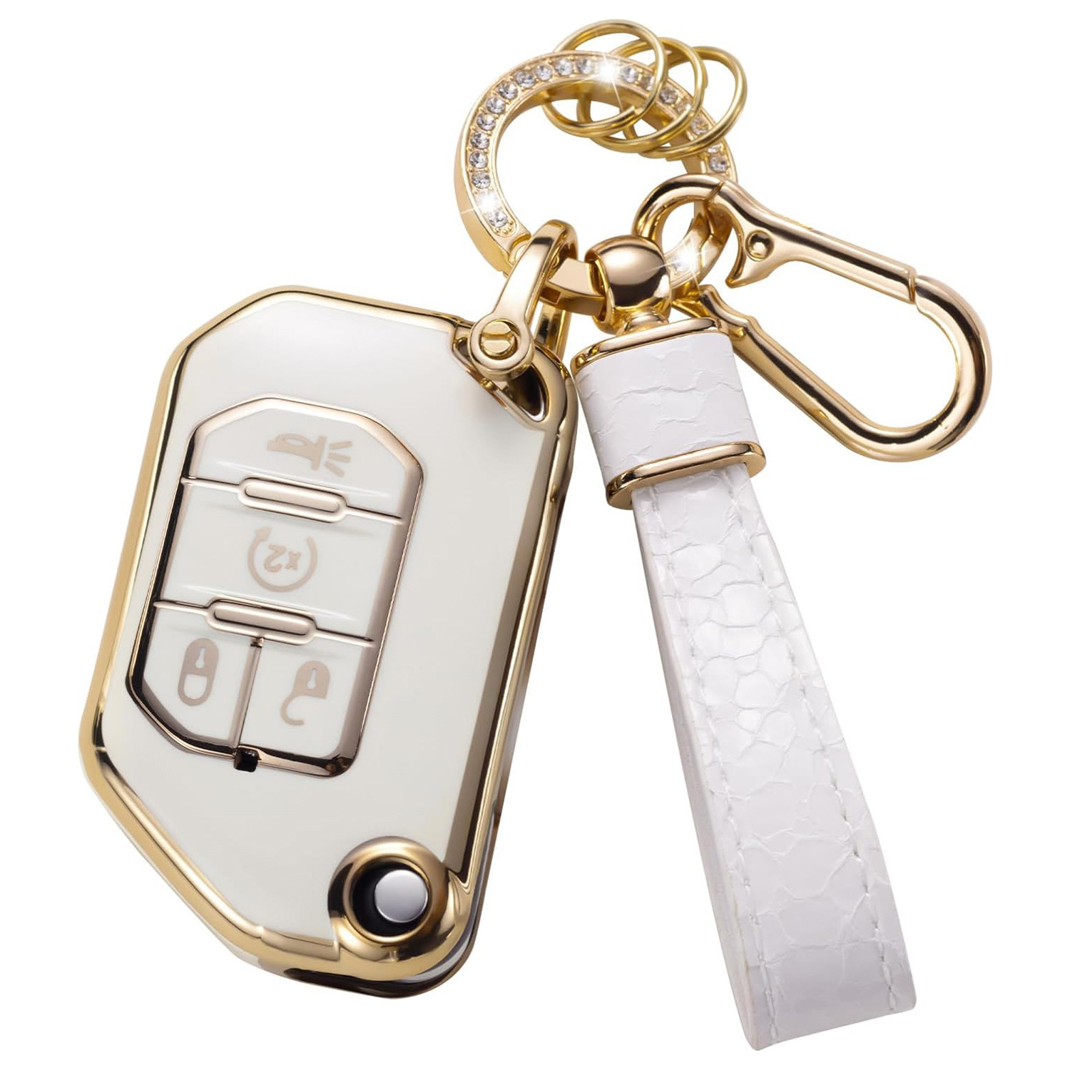 Cross-Border Hot-Selling Gold Edge Key Cover Pendant Car Key Bag Stone Pattern Keychain Amazon Hot Sale Wholesale