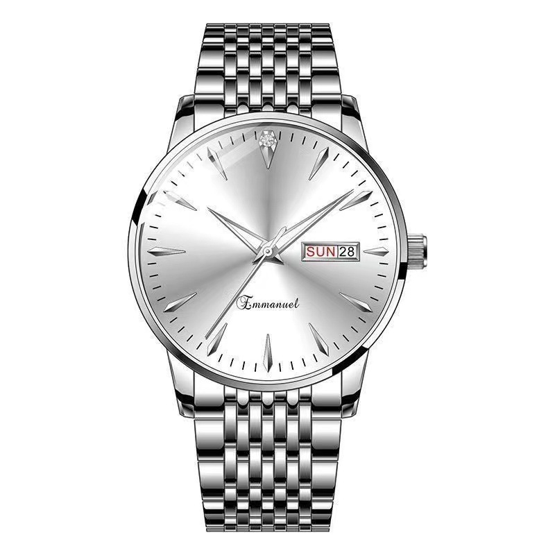 Wholesale automatic movement waterproof luminous double calendar non-mechanical men's watch men's Korean simple