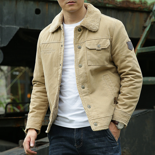 Cross-border cotton jacket for men with velvet jacket thickened cotton jacket European size loose winter clothes Amazon foreign trade cotton jacket 3166