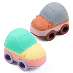Children's stacking toys early education creative baby small car silicone stacking toy colorful cartoon car stacking toy
