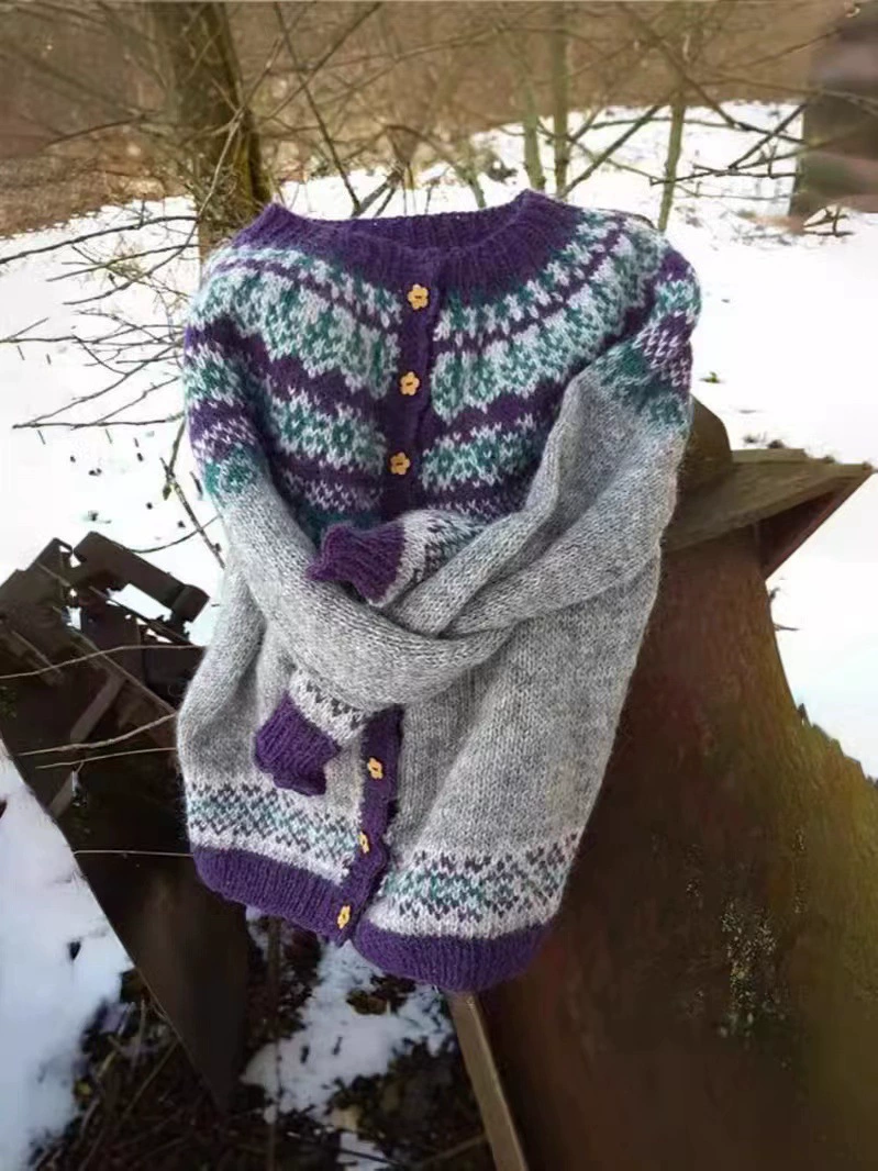 Этно- knitted sweater, cardigan, jacket, city style, European style, ethnic style, wish