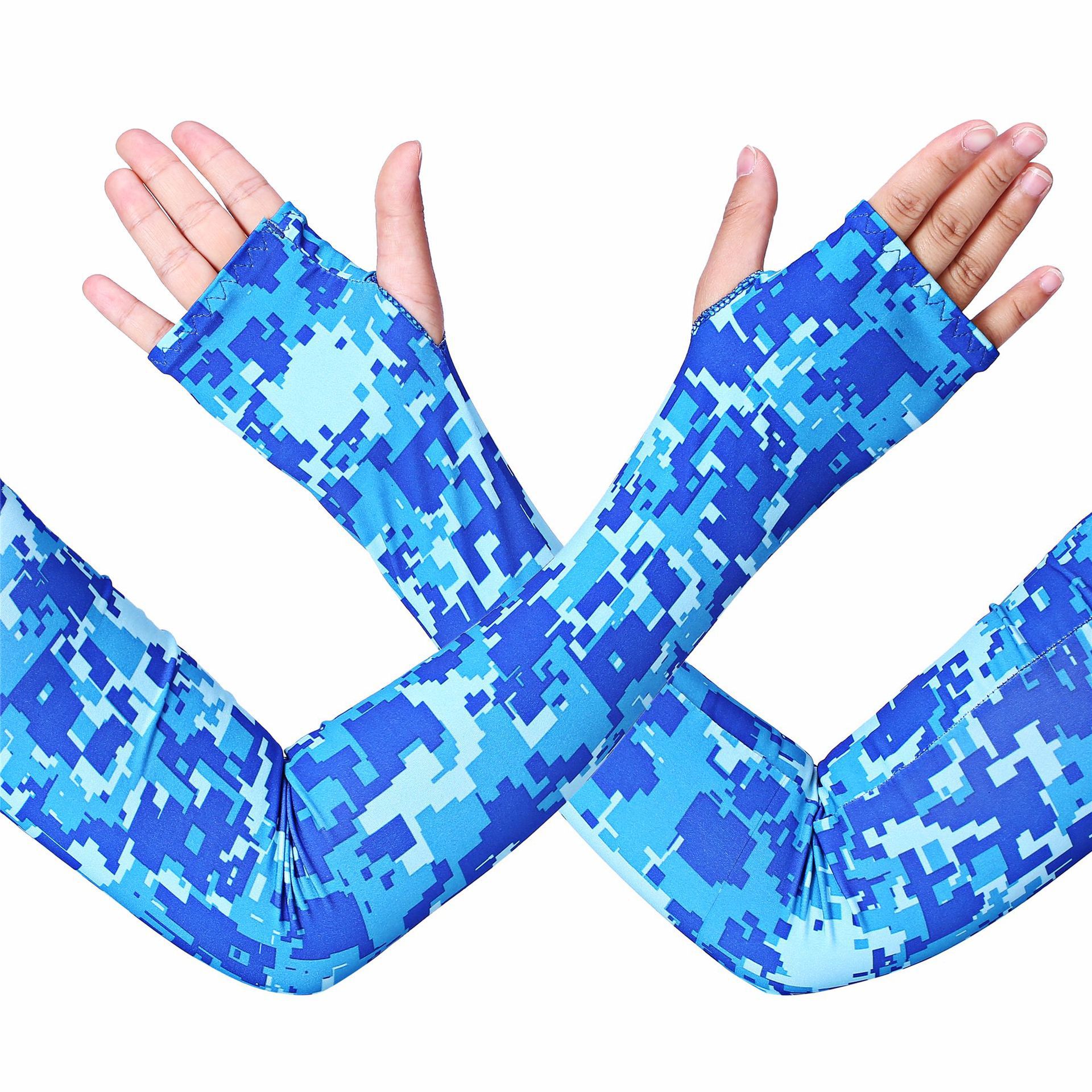 Camouflage Ice Silk Sun Protection Sleeve Summer Outdoor Cycling Sleeve Men's and Women's Sports Running Driving Fingering Ice Silk Sleeve