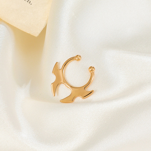 Cross-border piercing-free U-shaped horn nose clip fake nose jewelry European and American ins fashion geometric bat nose ring piercing jewelry