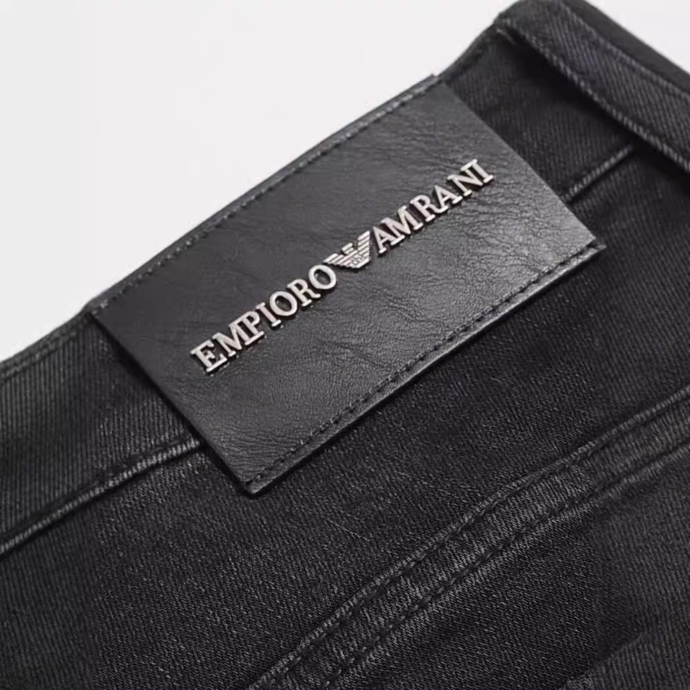 春秋款意大利进口大牌牛仔裤男小直脚修身黑灰色轻奢潮流高端男装