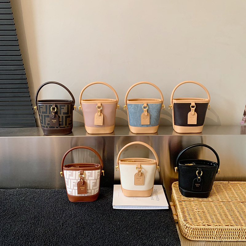 Cross-Border Vintage Letter Bucket Bag Mini Women's Bag European and American Style Versatile Niche Commuter Shoulder Crossbody Children's Bag