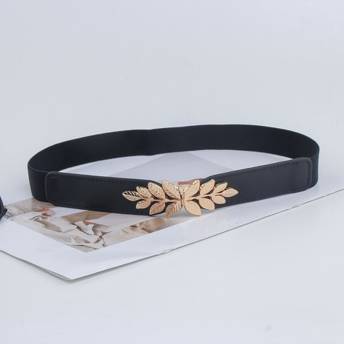 New arrival, simple and versatile, small leaf buckle decorative dress, elastic thin waistband, slim waist, elastic belt for women